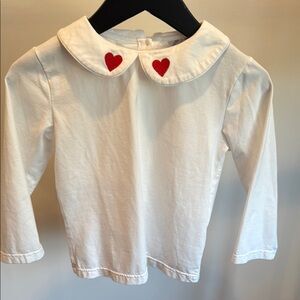 The Bella Bean White Heart Embroidered girls Shirt size 5